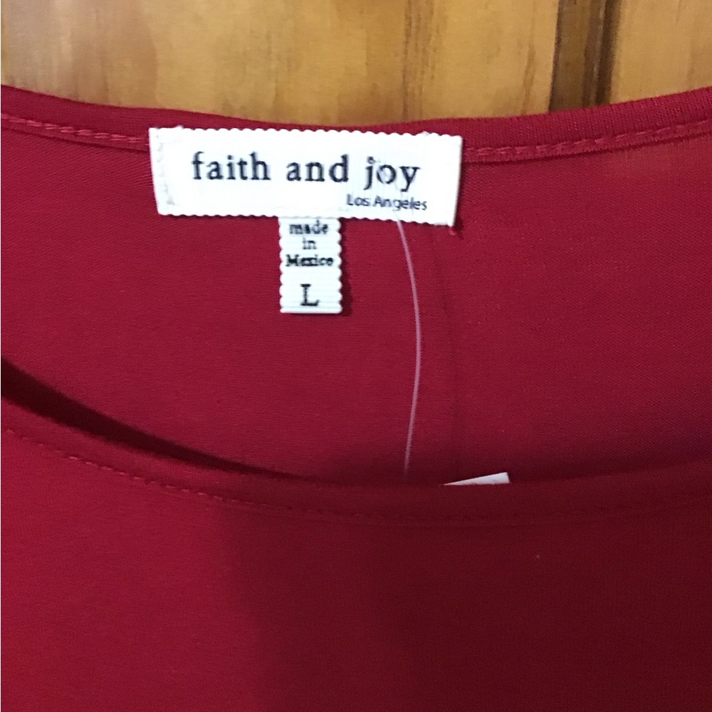Woman size a large new with tags, faith and joy, red white, and black top - Picture 4 of 8